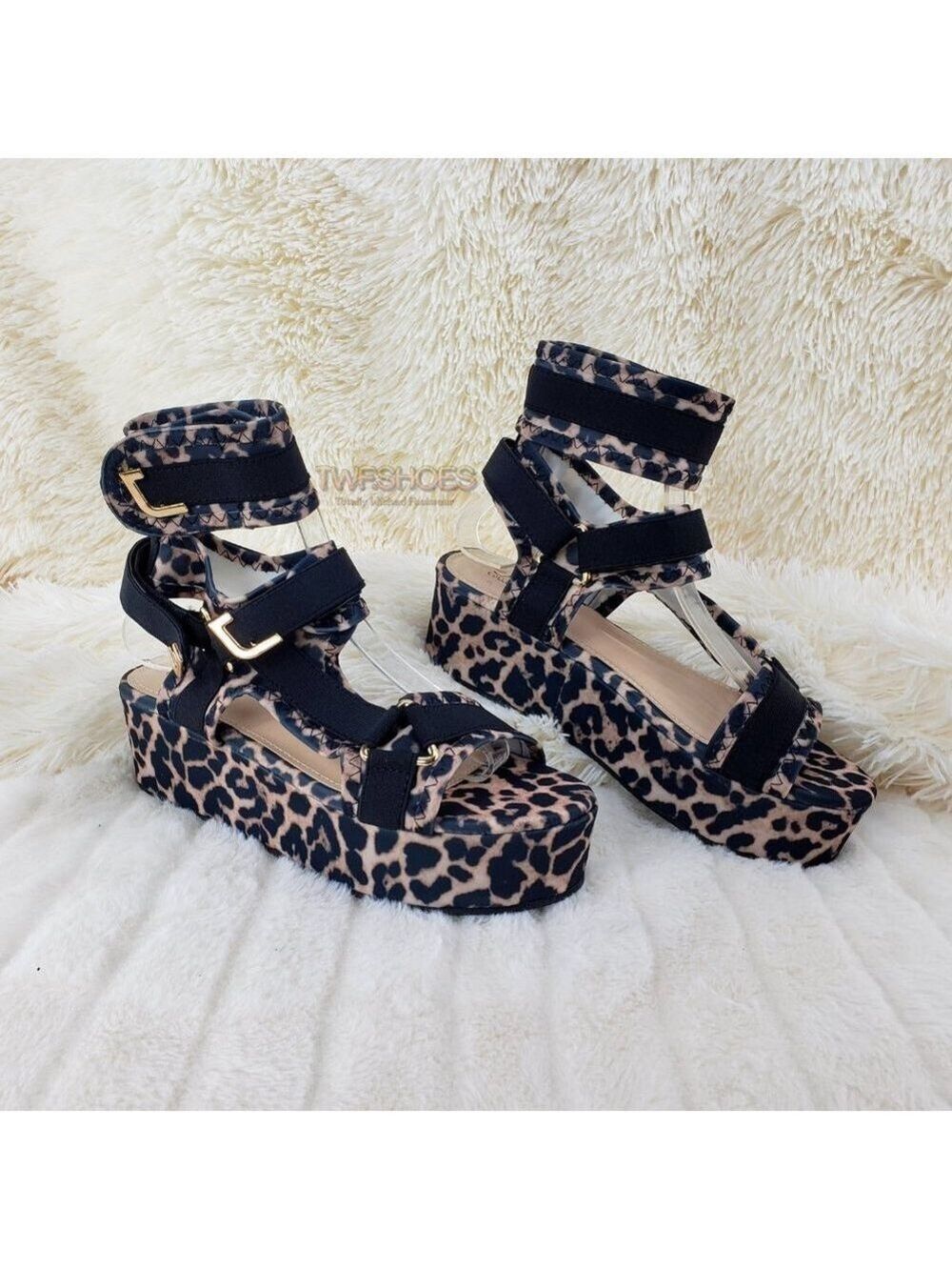 Leopard Mia 2" flatform harness strap sandals Comfy new shoes